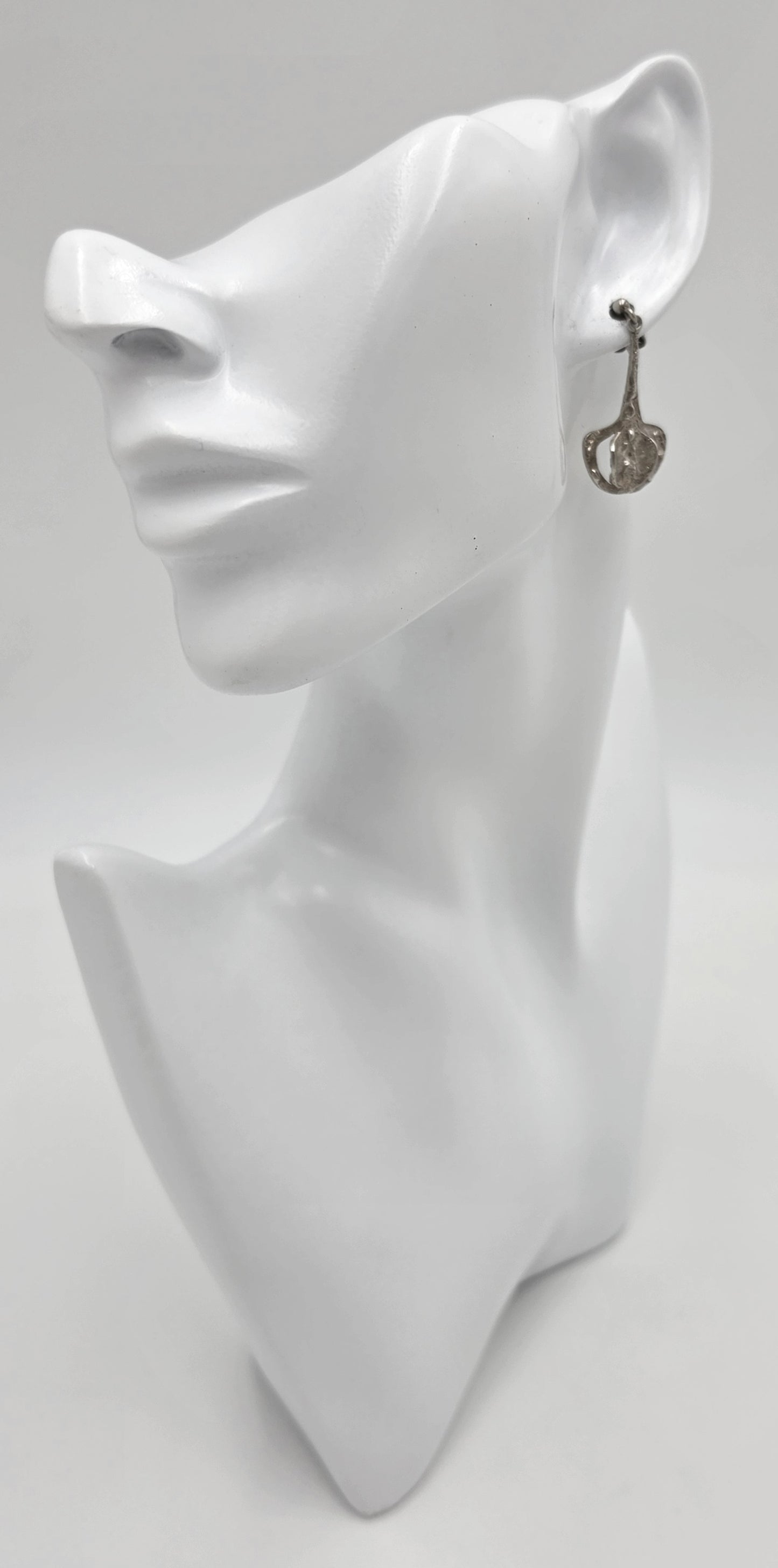 RARE Theresia Hvorslev Sweden Mod Brutalist Sterling Dangle Earrings 1960's