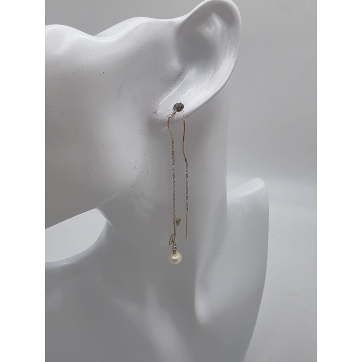 Tess New York Designer Sterling Silver 14k Gold &amp; Pearl Threader Dangle Earrings, alternate product view 3