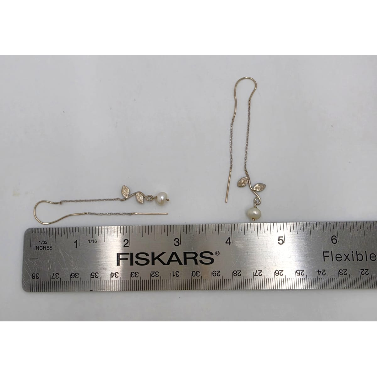 Tess New York Designer Sterling Silver 14k Gold &amp; Pearl Threader Dangle Earrings, alternate product view 7
