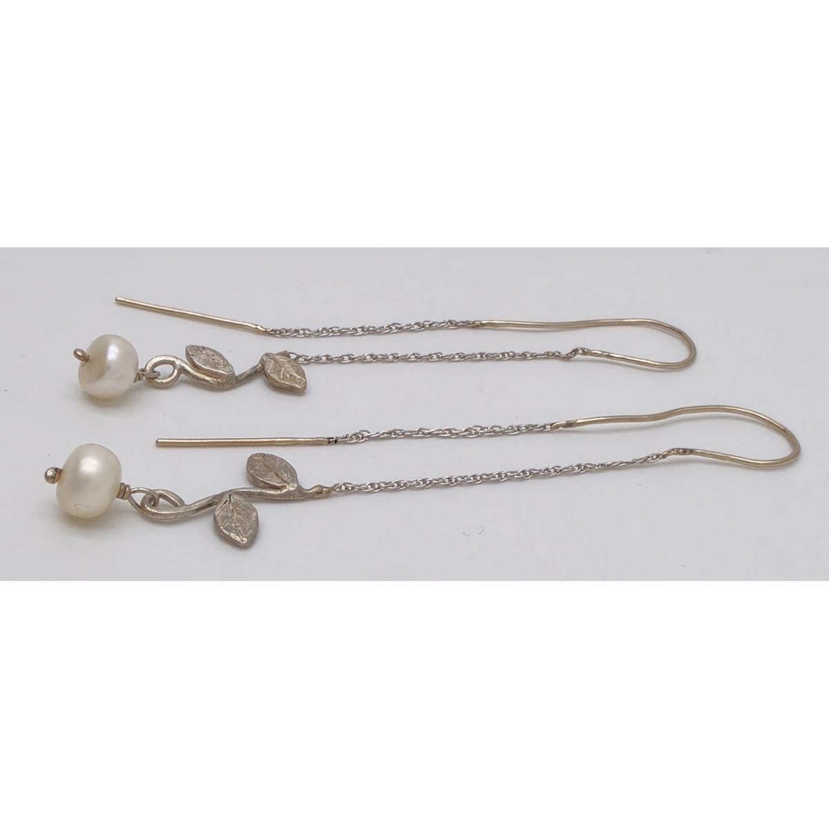 Tess New York Designer Sterling Silver 14k Gold &amp; Pearl Threader Dangle Earrings, alternate product view 5
