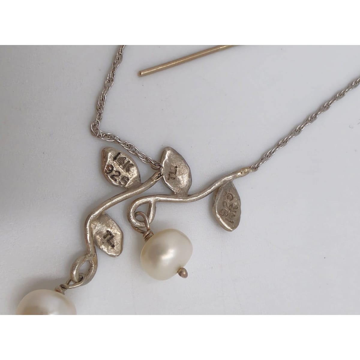 Tess New York Designer Sterling Silver 14k Gold &amp; Pearl Threader Dangle Earrings, alternate product view 6