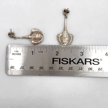 RARE Theresia Hvorslev Sweden Mod Brutalist Sterling Dangle Earrings 1960&