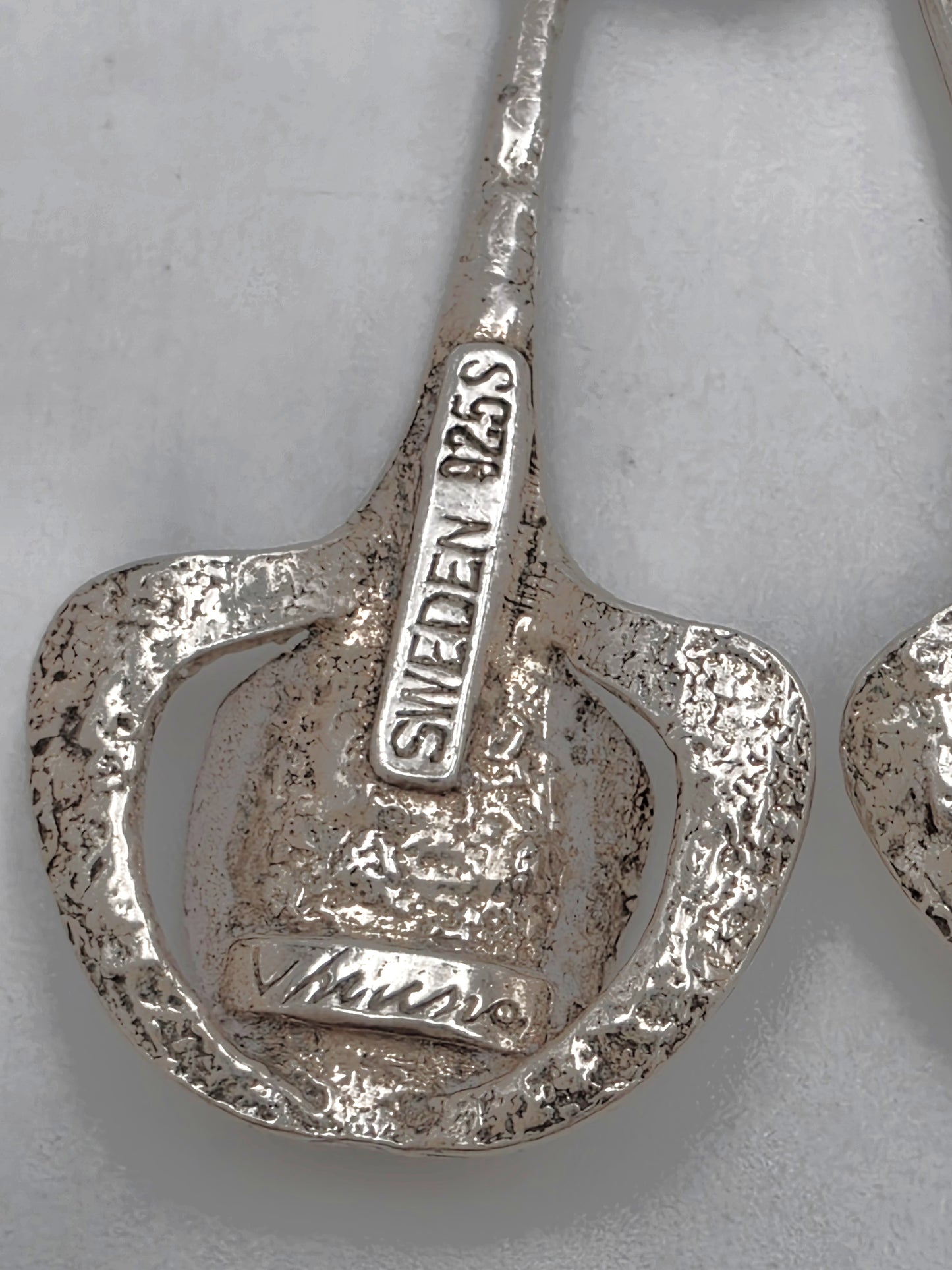 RARE Theresia Hvorslev Sweden Mod Brutalist Sterling Dangle Earrings 1960's