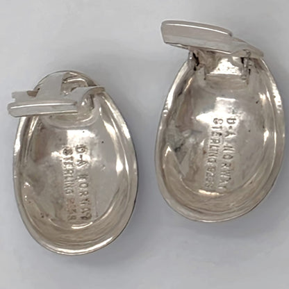David Andersen Norway Sterling &amp; Blue Guilloche Enamel Modernist Earrings 1950s, alternate product view 4