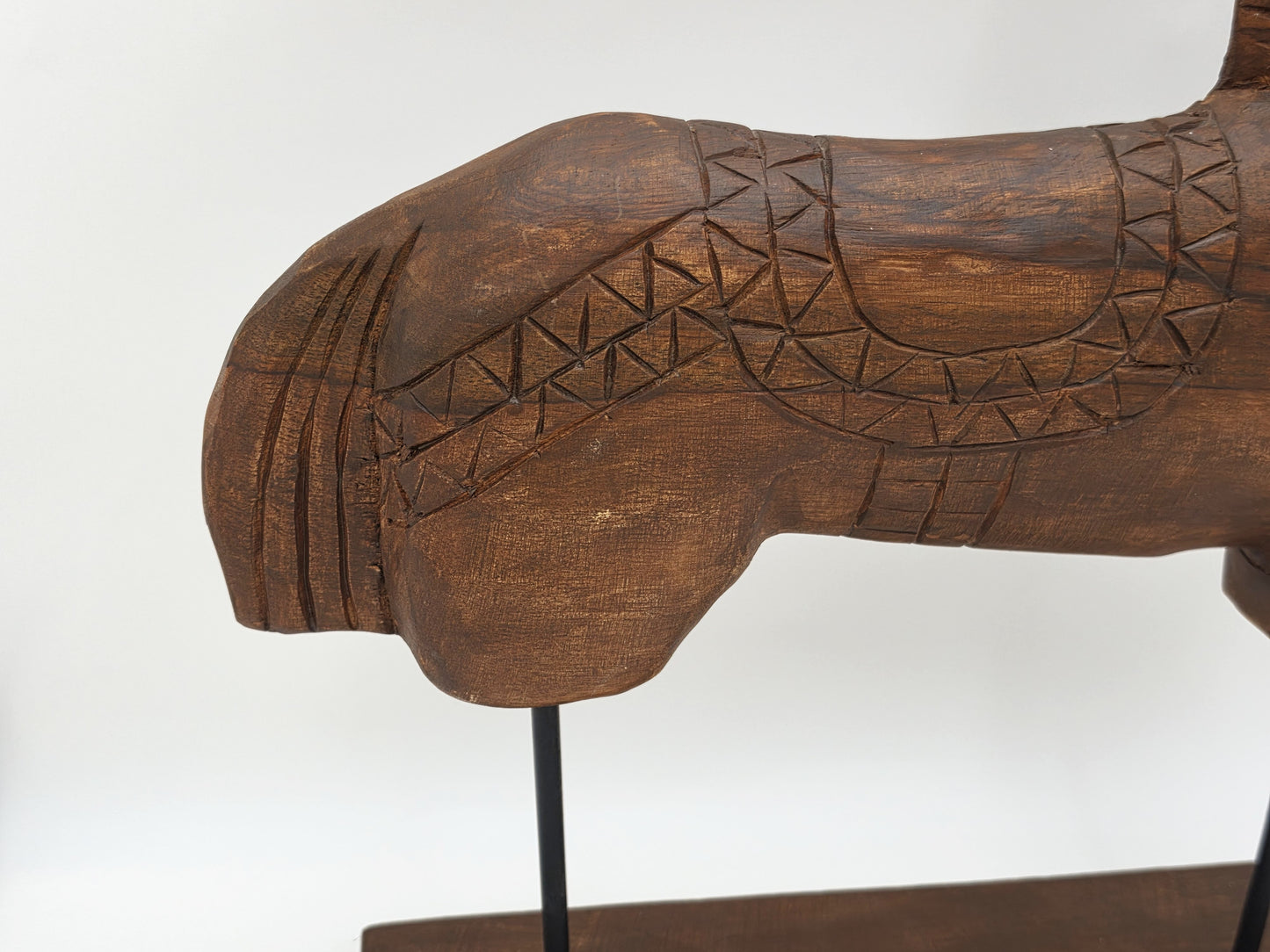 Tall Rustic Scandinavian Nordic Style Carved Solid Wood Folk Art Horse Sculpture