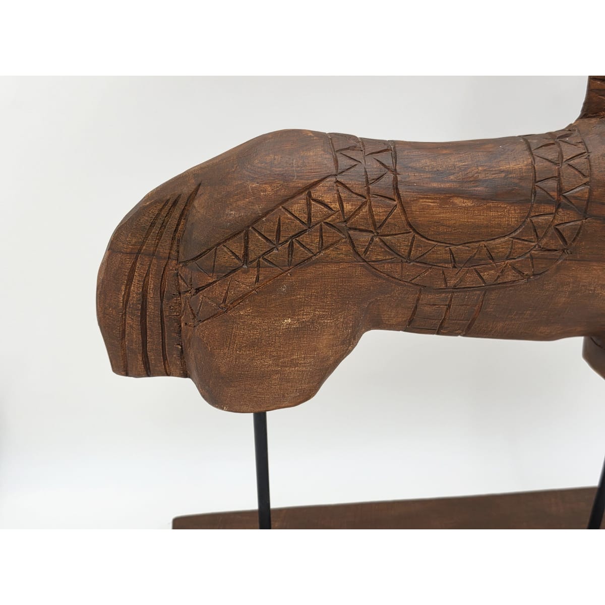 Tall Rustic Scandinavian Nordic Style Carved Solid Wood Folk Art Horse Sculpture, alternate product view 4