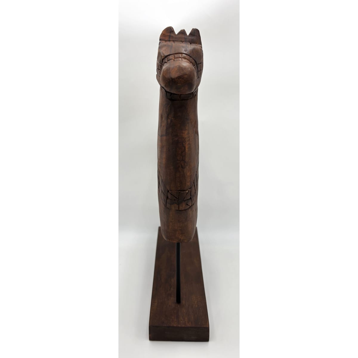 Tall Rustic Scandinavian Nordic Style Carved Solid Wood Folk Art Horse Sculpture, alternate product view 6