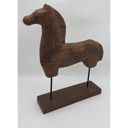 Tall Rustic Scandinavian Nordic Style Carved Solid Wood Folk Art Horse Sculpture, alternate product view 7