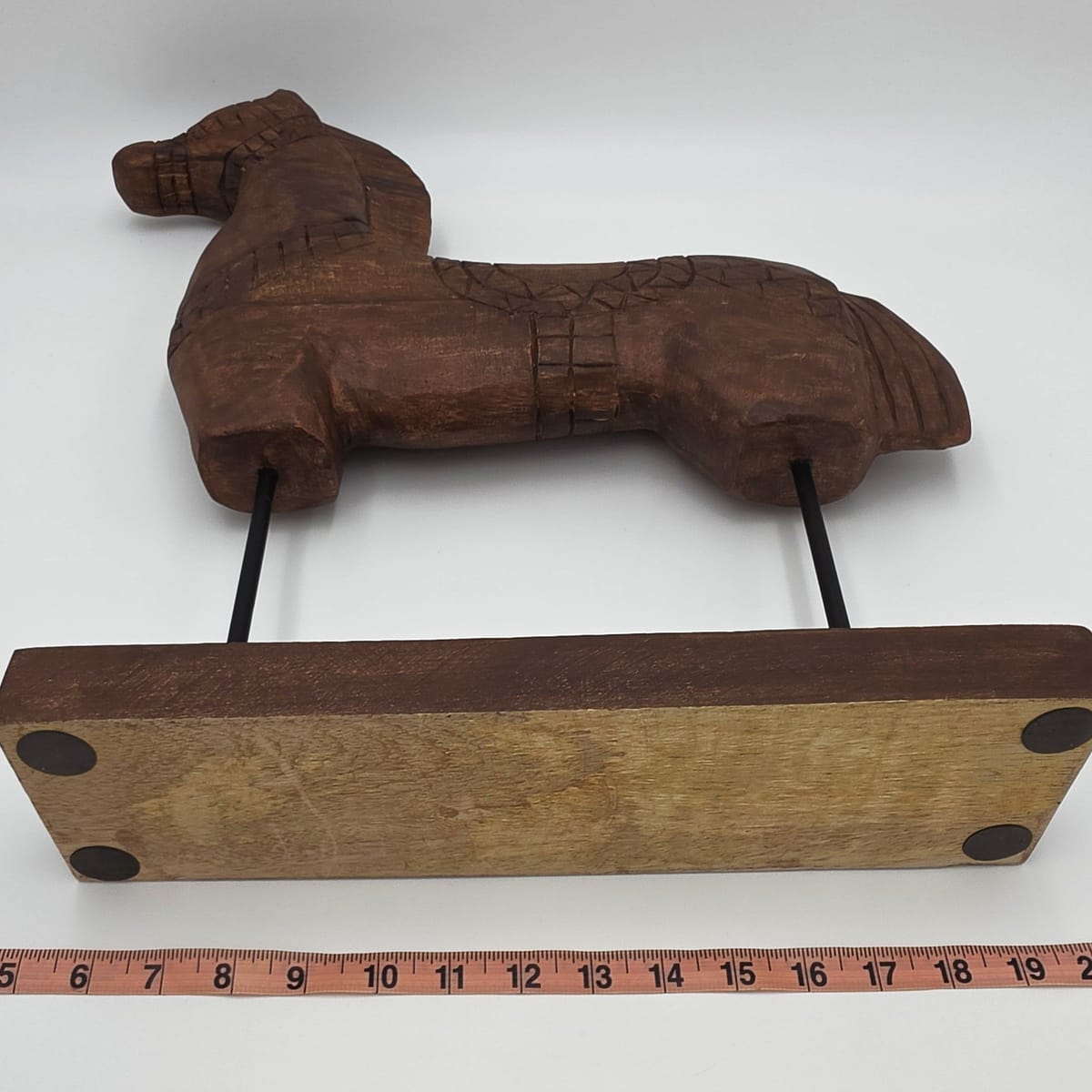 Tall Rustic Scandinavian Nordic Style Carved Solid Wood Folk Art Horse Sculpture, alternate product view 9