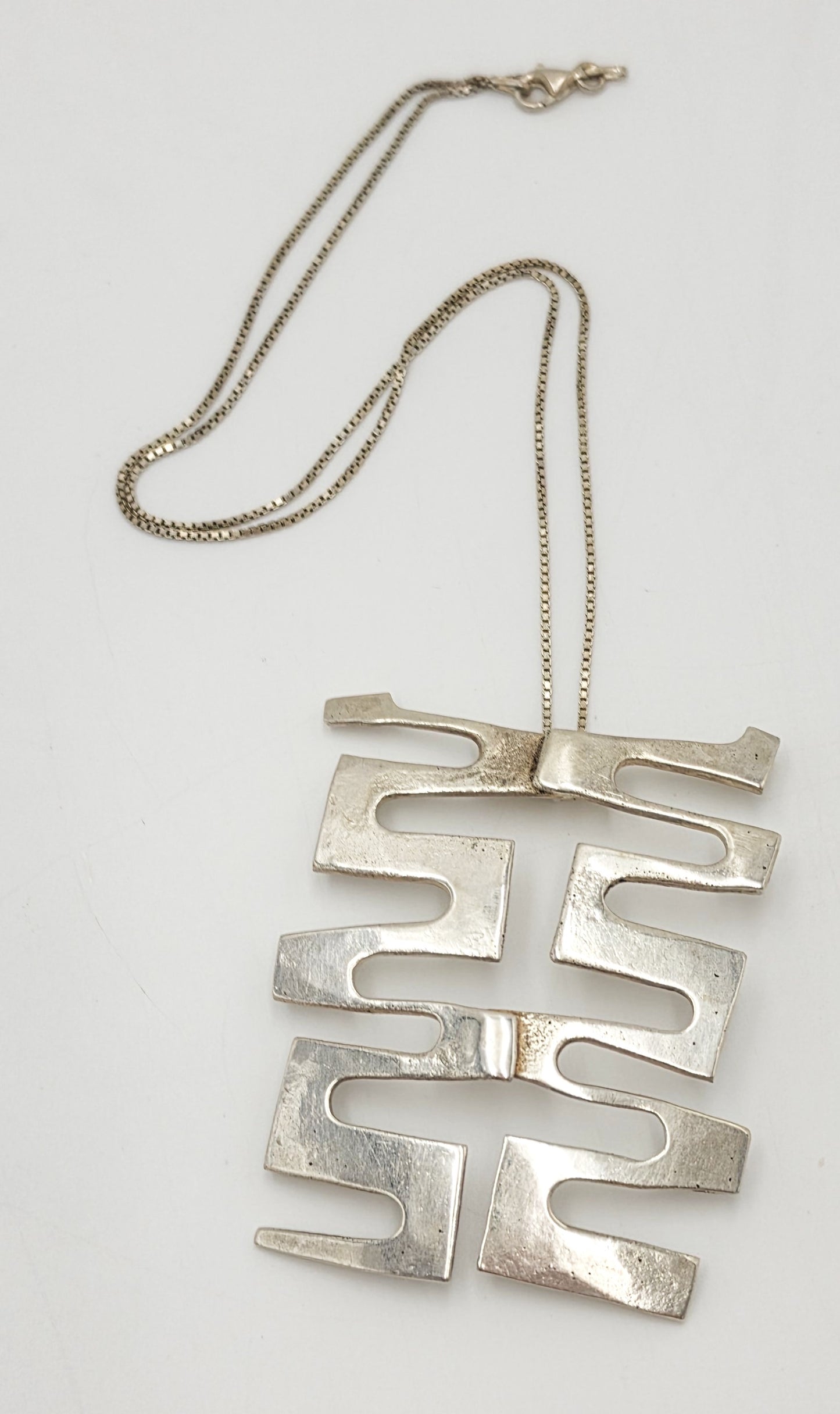 Vintage Sterling Abstract Geometric Modernist Hefty Bold Statement Necklace