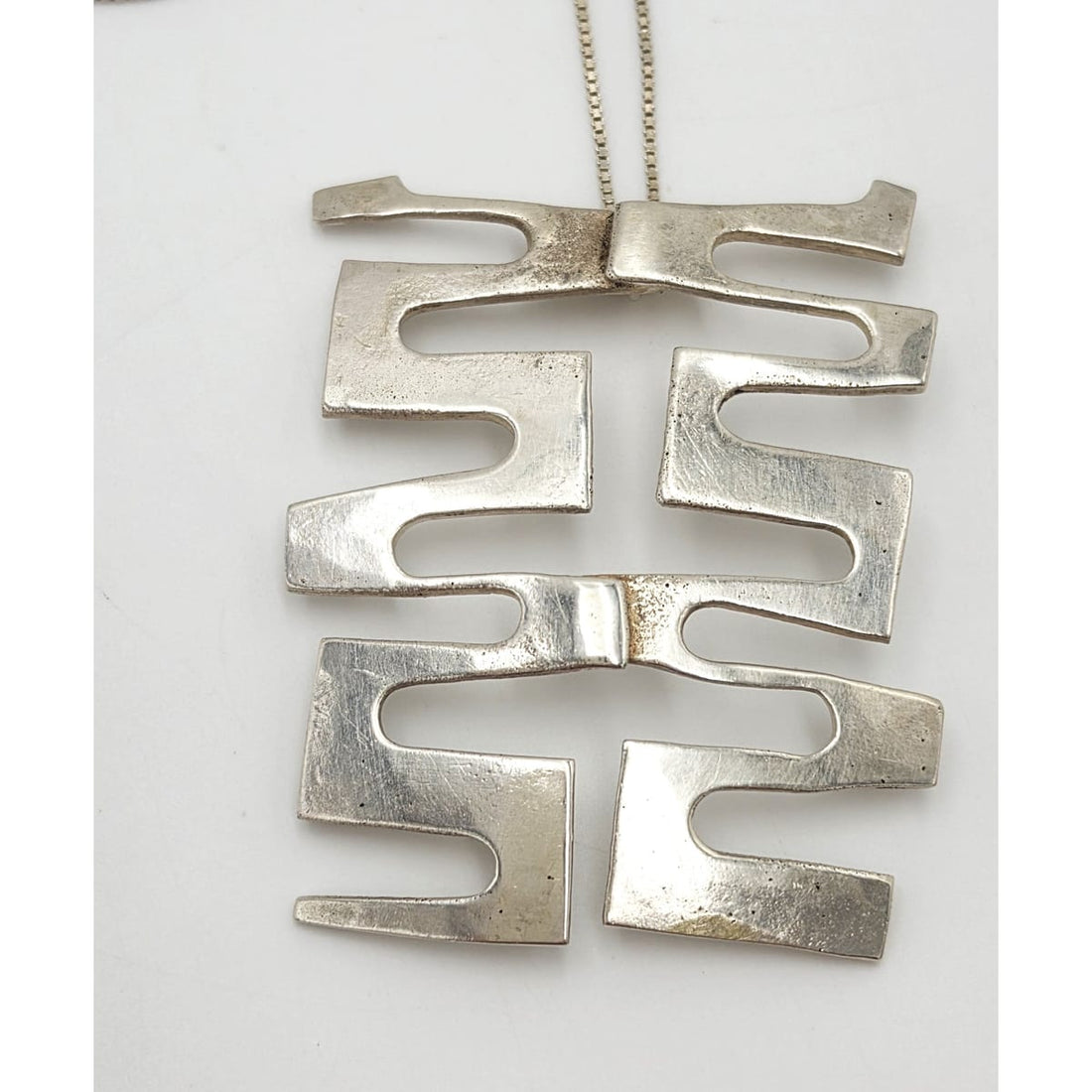 Vintage Sterling Abstract Geometric Modernist Hefty Bold Statement Necklace