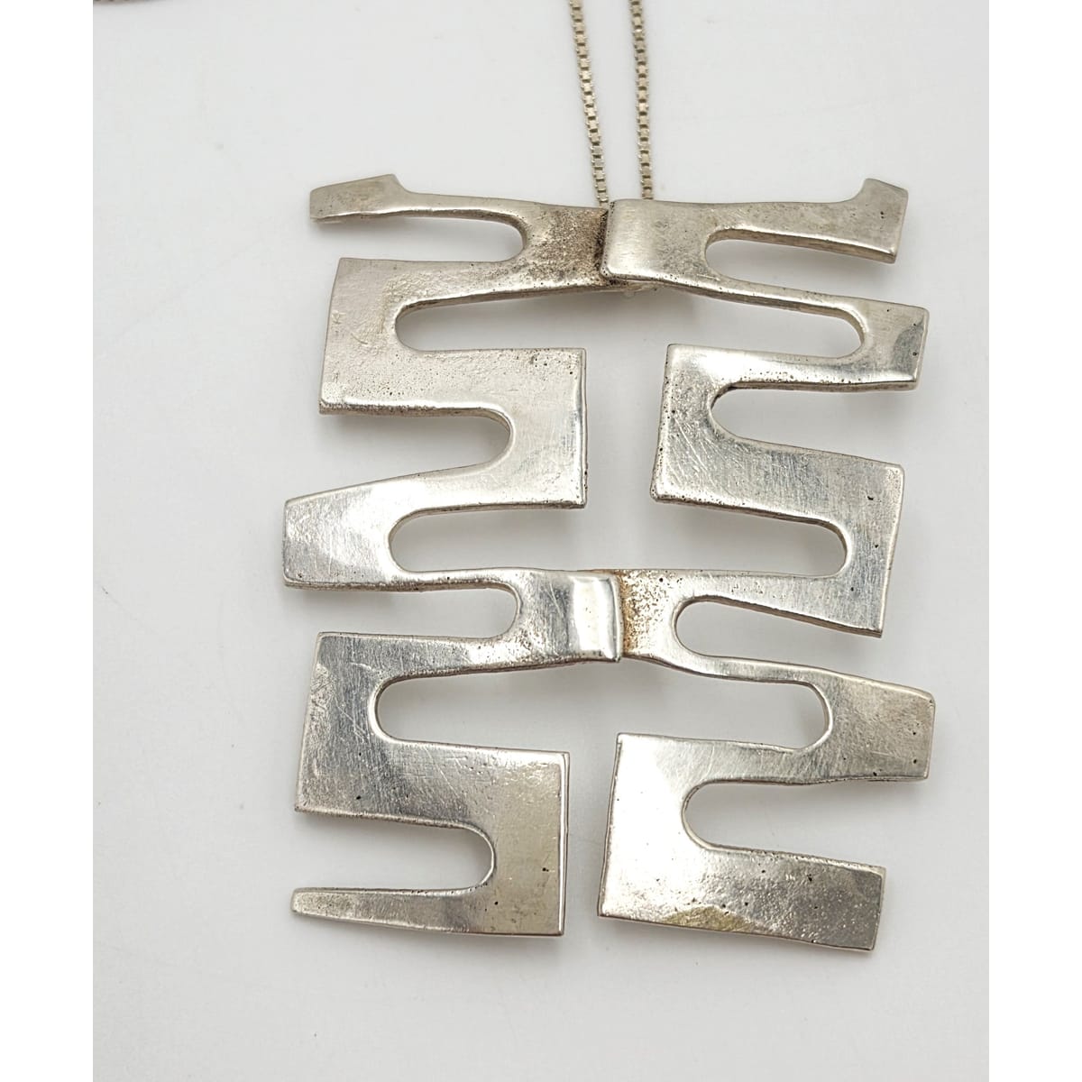 Vintage Sterling Abstract Geometric Modernist Hefty Bold Statement Necklace
