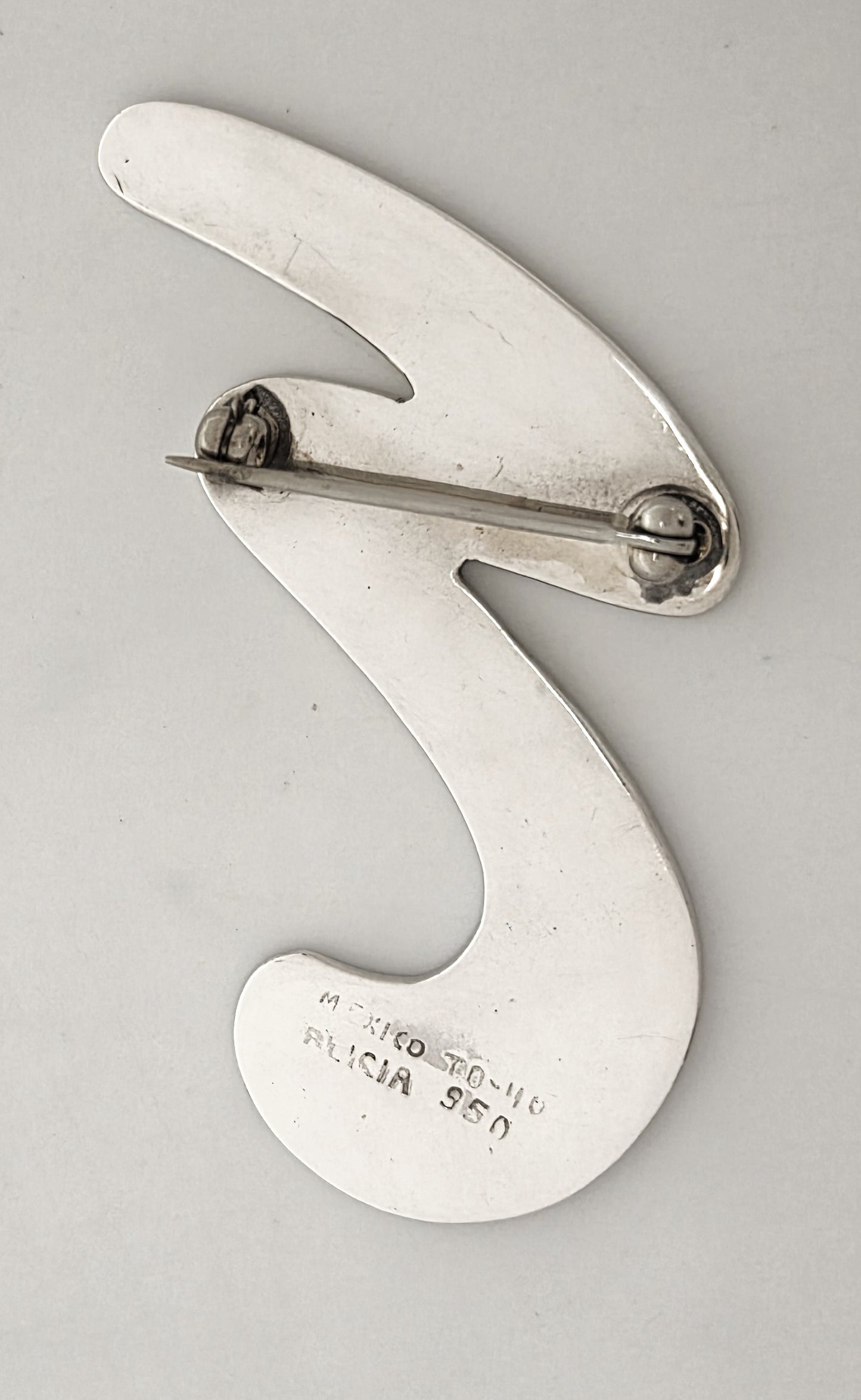 Superb Alicia Taxco 950 Sterling Modernist Large Statement Brooch Circa 1980s