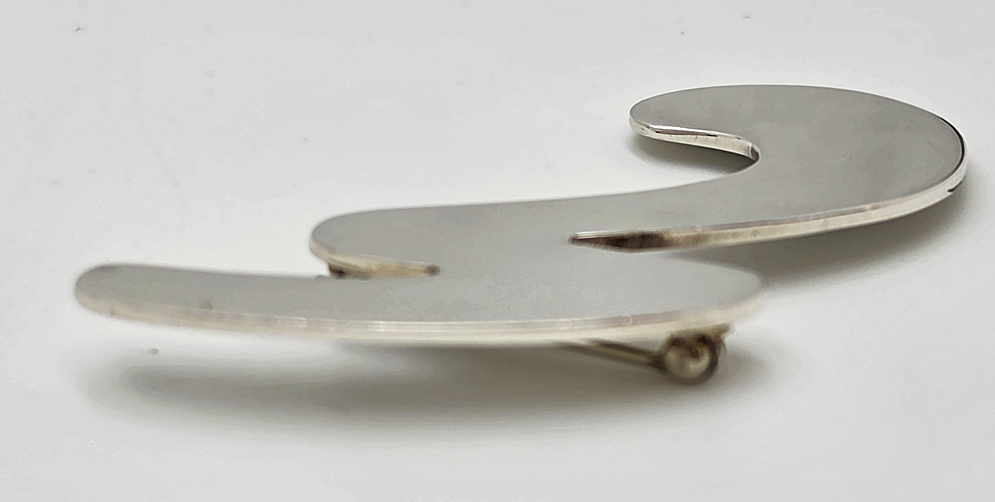 Superb Alicia Taxco 950 Sterling Modernist Large Statement Brooch Circa 1980s