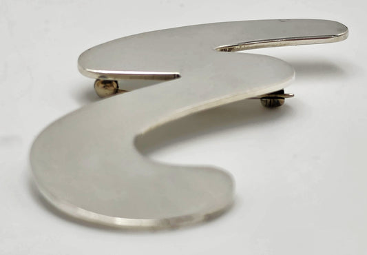 Superb Alicia Taxco 950 Sterling Modernist Large Statement Brooch Circa 1980s