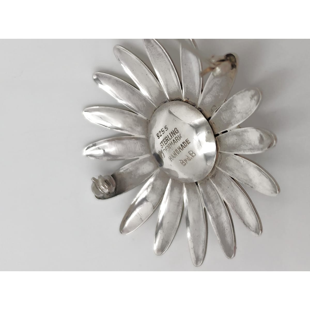 Rare Bjorklund Brdr.B Denmark Sterling Chalcedony 3D Flower Brooch C. 1960s, alternate product view 5