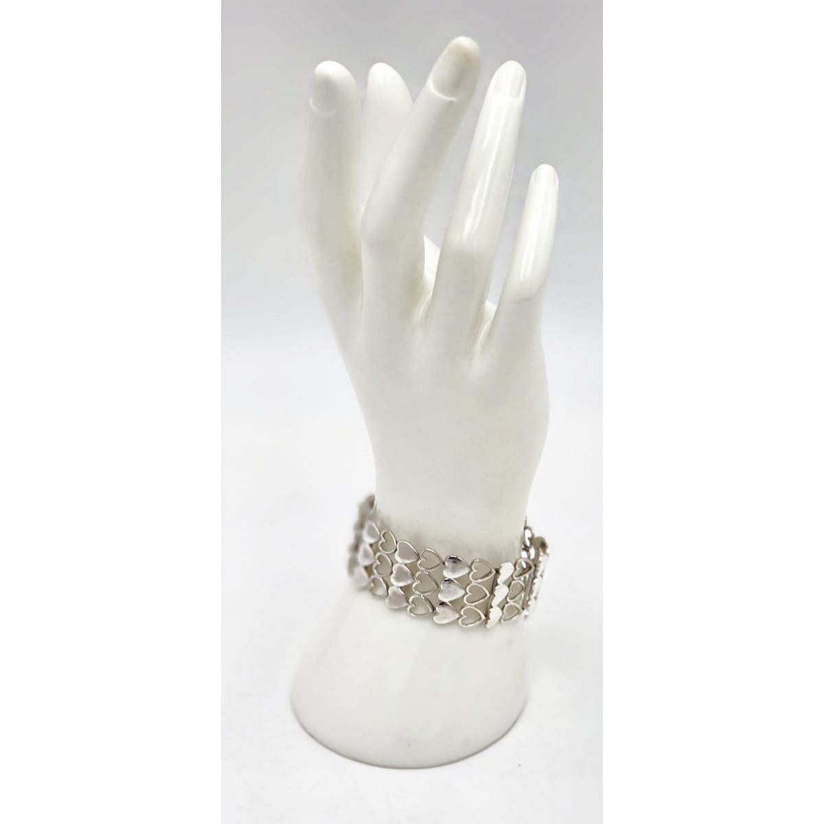 Rare Just Andersen Denmark Sterling Hearts Panel Link Bracelet C. 1930/40s, alternate product view 2
