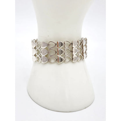 Rare Just Andersen Denmark Sterling Hearts Panel Link Bracelet C. 1930/40s, alternate product view 3