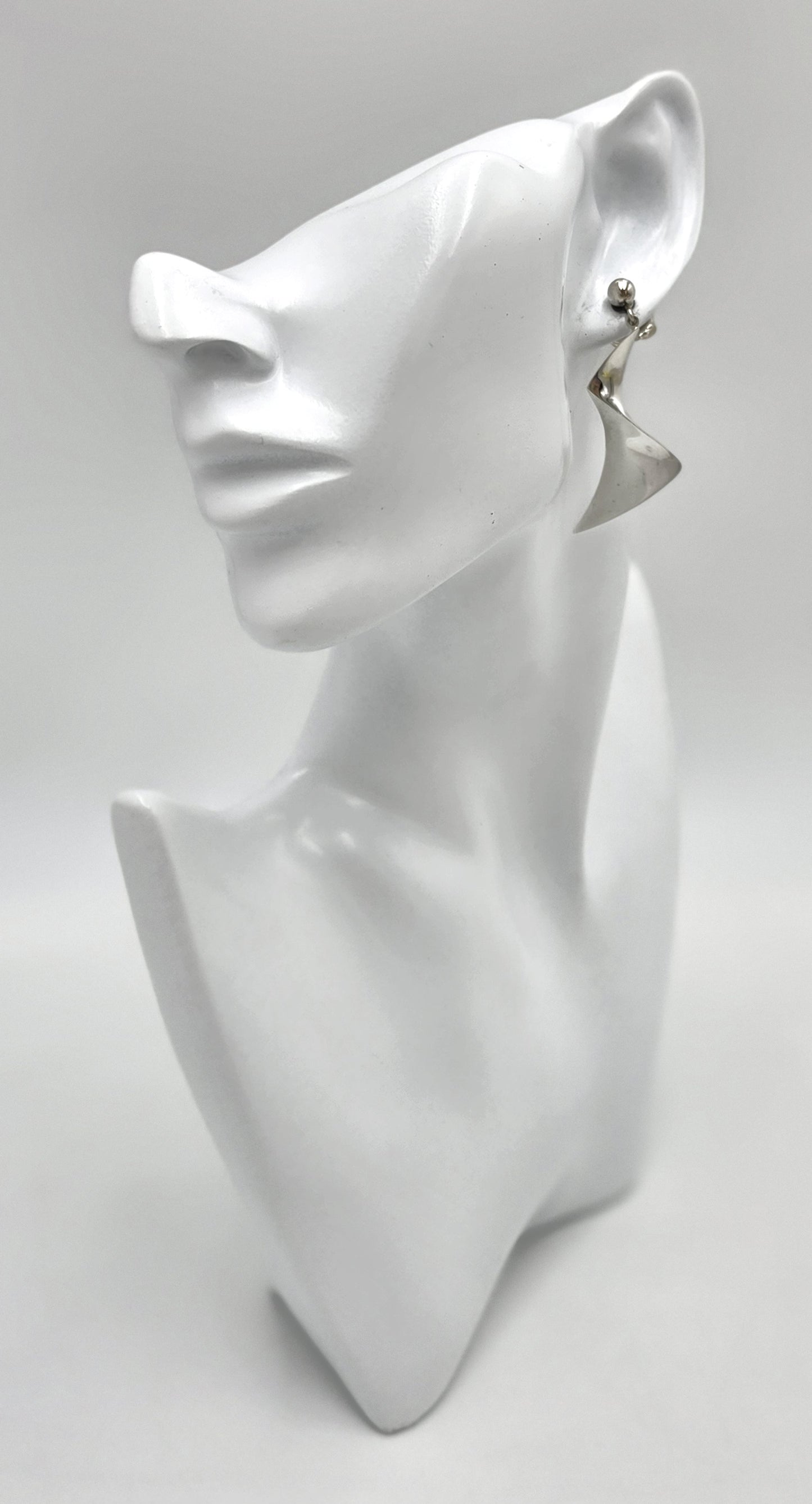 VERY RARE Russell Secrest Sterling Modernist Long Drop Dangle Earrings 1960s