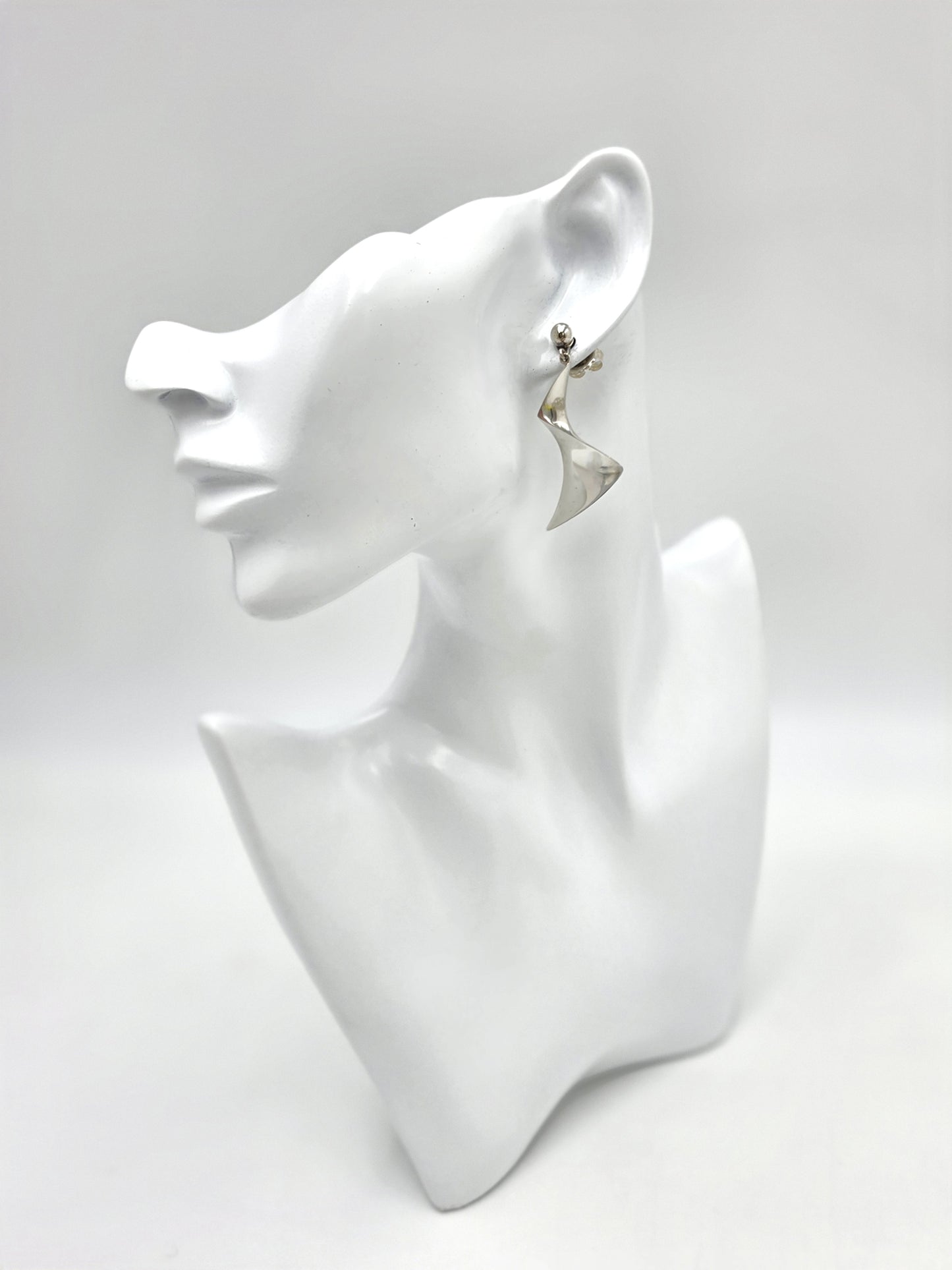VERY RARE Russell Secrest Sterling Modernist Long Drop Dangle Earrings 1960s