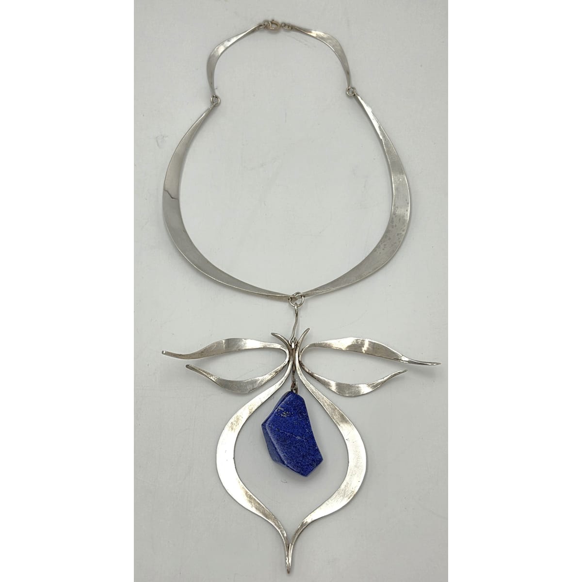 VTG Artisan Sterling Silver Lapis Lazuli Sculptural Modernist Collar Necklace, alternate product view 7