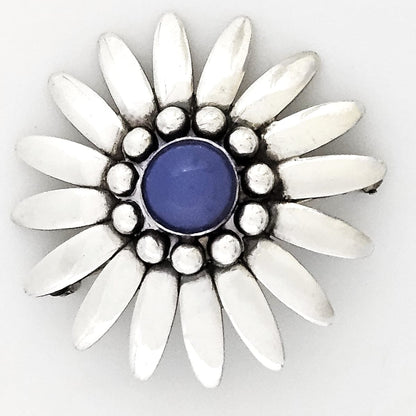 Rare Bjorklund Brdr.B Denmark Sterling Chalcedony 3D Flower Brooch C. 1960s