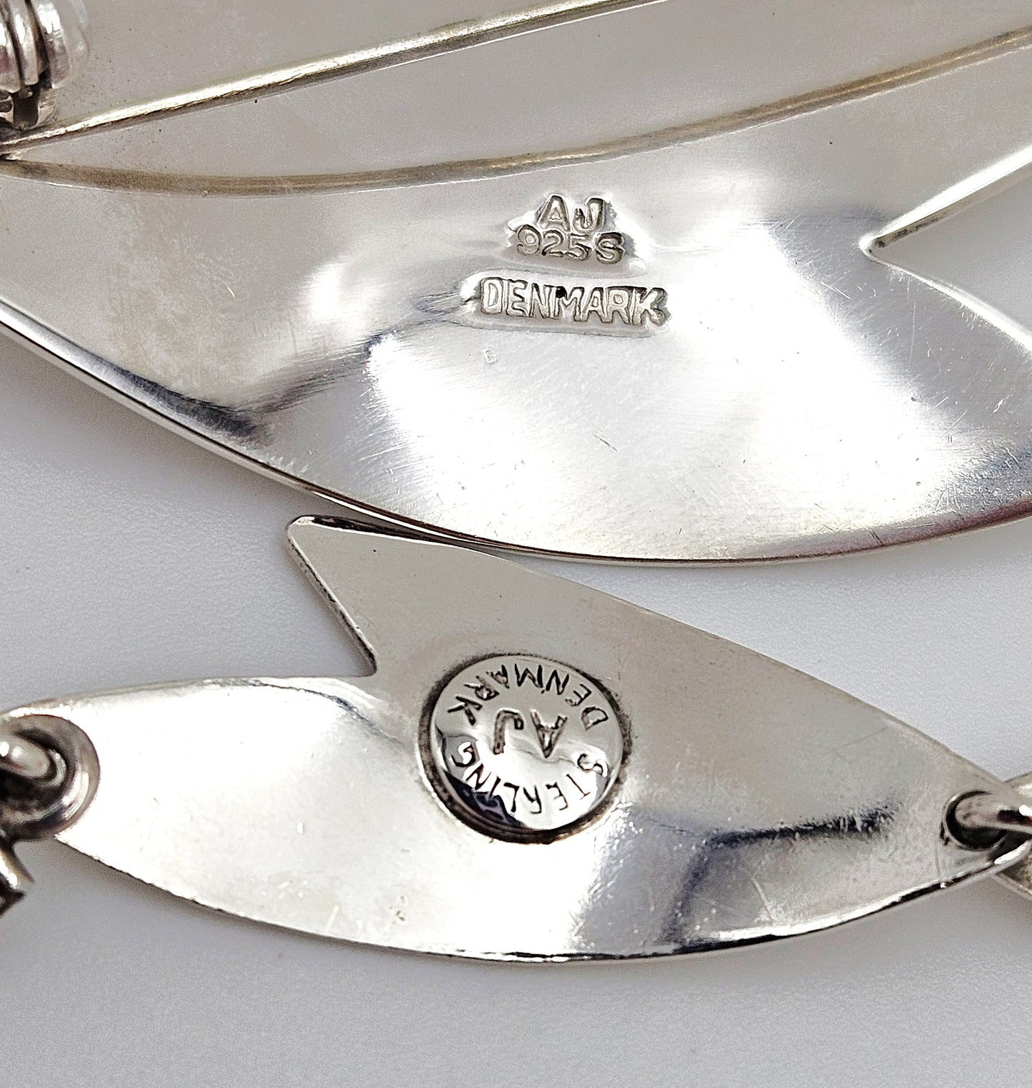 Arne Johansen Denmark Abstract Modernist Sterling Bracelet Brooch Set 1960s