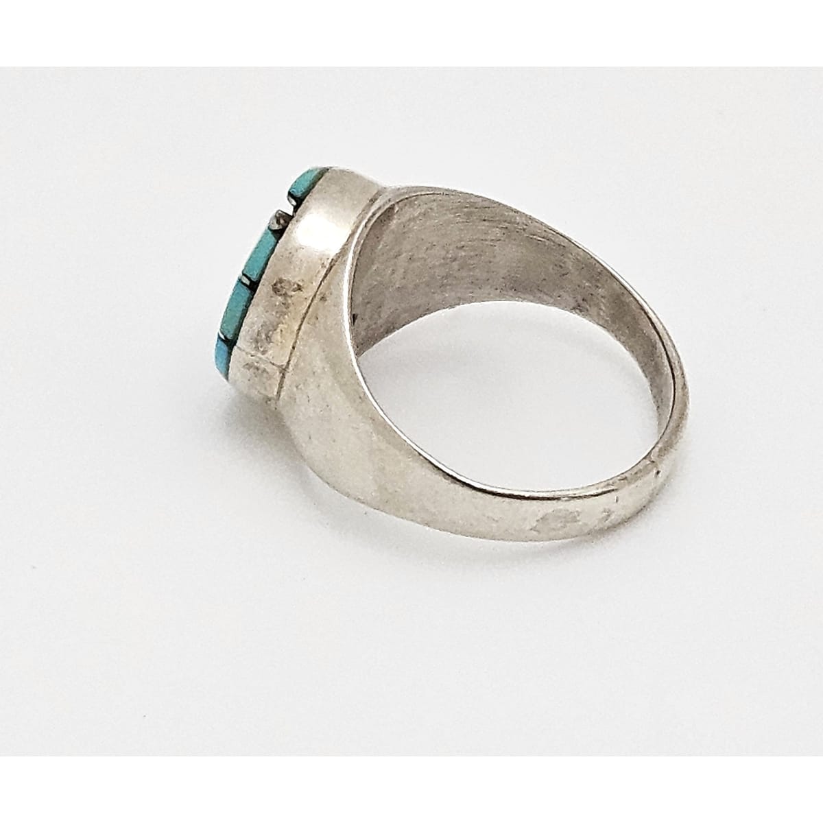 Superb Zuni Amy Quandelacy Sterling Turquoise Inlay Hummingbird Ring C. 1980s, alternate product view 5