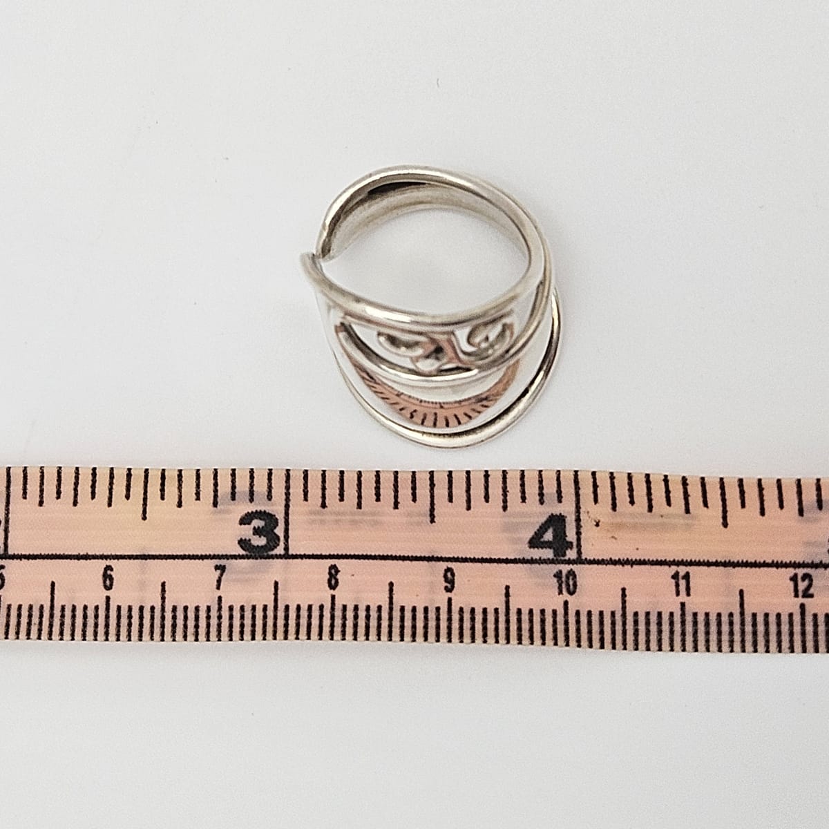 Danish Designer Janina Nielsen Abstract Mod Sterling Silver Cuff Ring C. 1980s, alternate product view 5