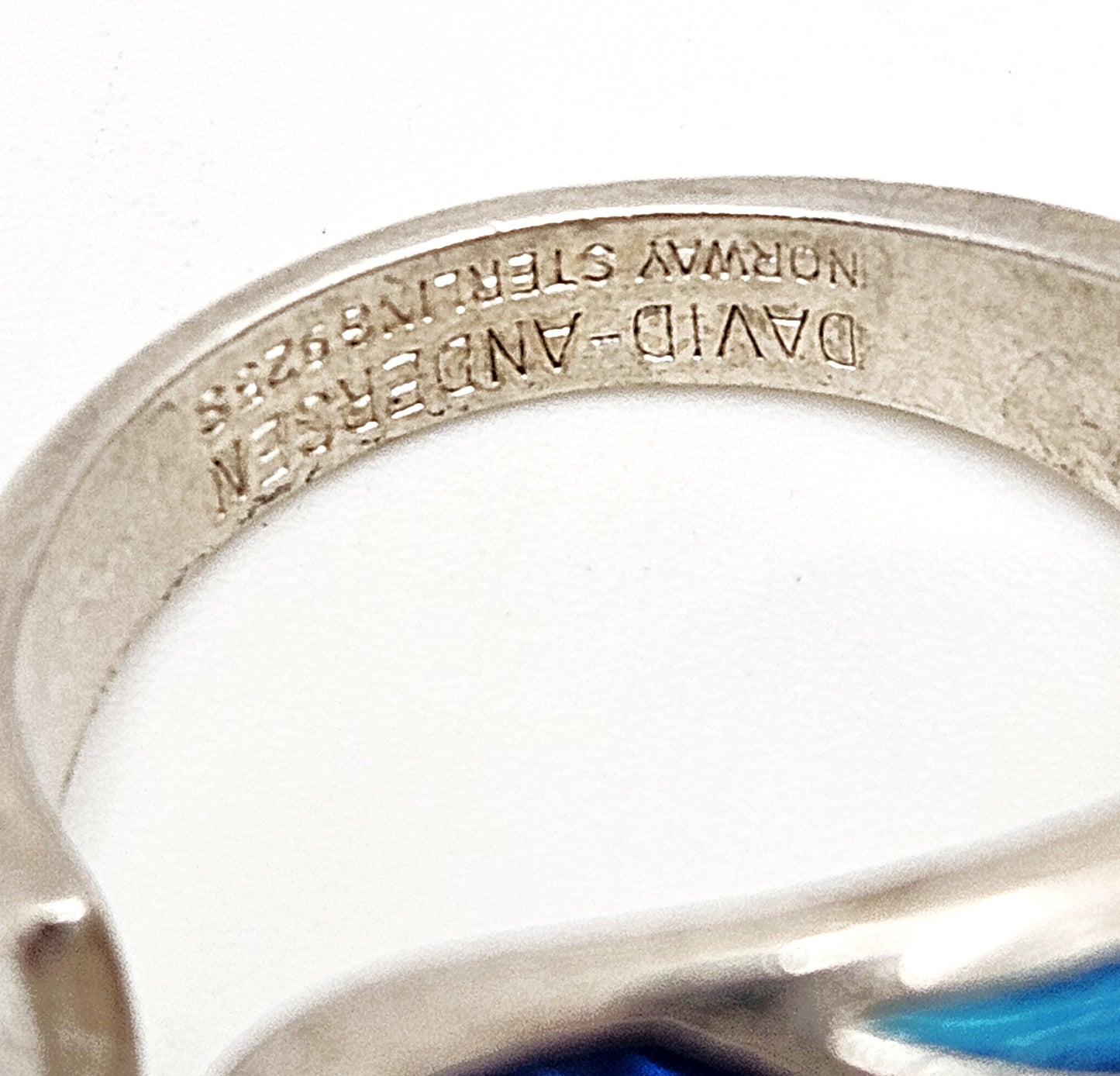 Norwegian David Andersen Sterling Blue Enamel Striped Wrap Ring Circa 40/50s
