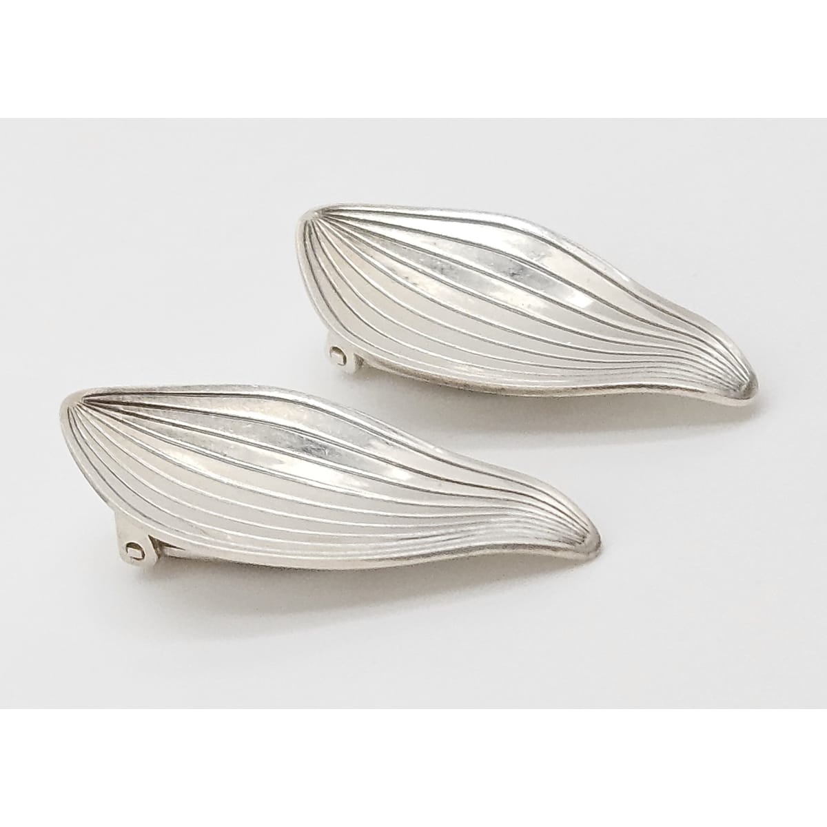 Superb Anton Michelsen Denmark Sterling Scandi Modernist Earrings 1950s, alternate product view 3