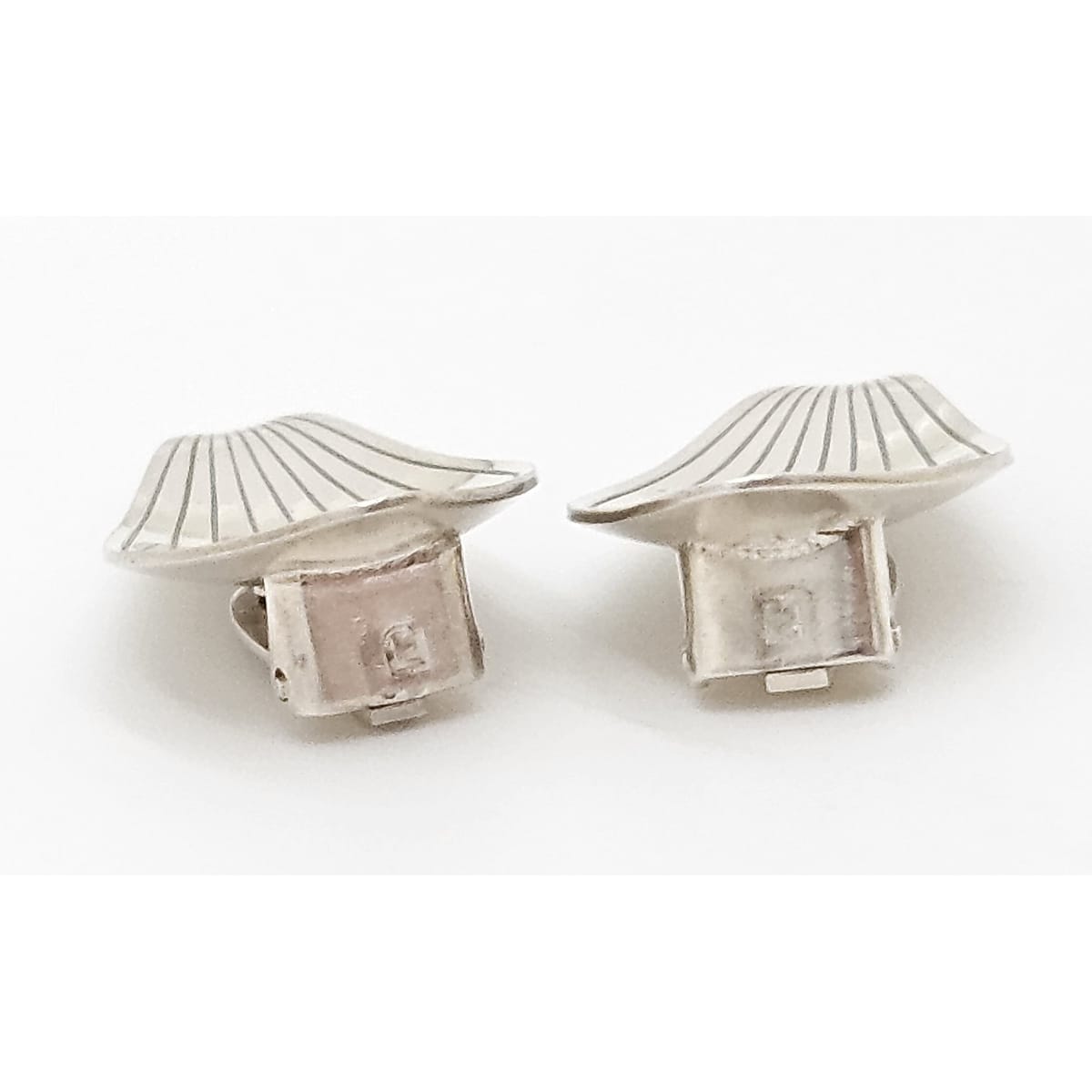 Superb Anton Michelsen Denmark Sterling Scandi Modernist Earrings 1950s, alternate product view 4