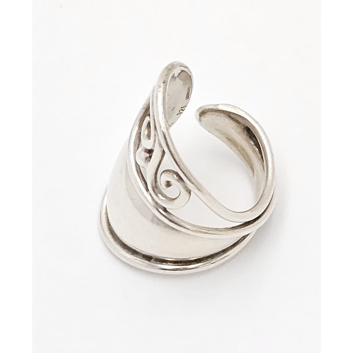 Danish Designer Janina Nielsen Abstract Mod Sterling Silver Cuff Ring C. 1980s