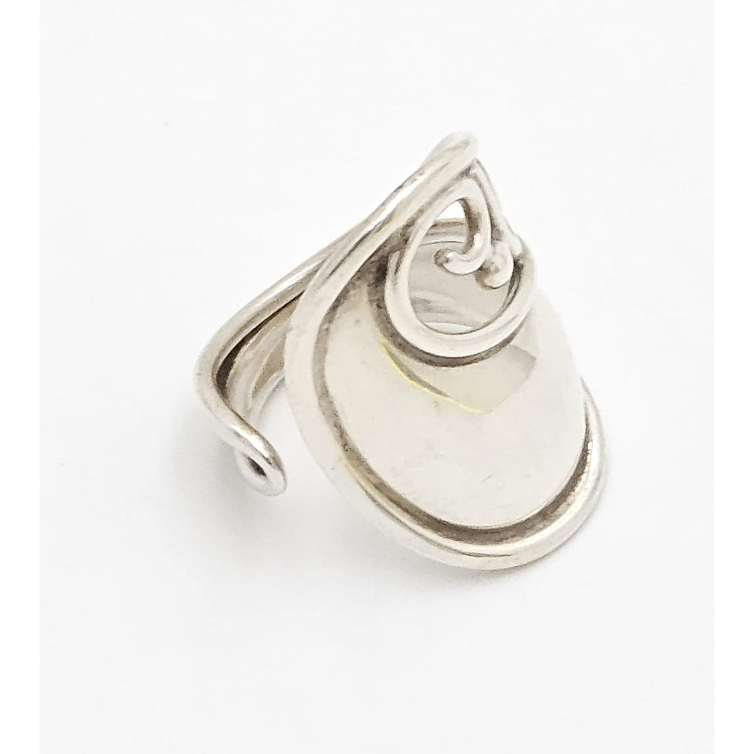 Danish Designer Janina Nielsen Abstract Mod Sterling Silver Cuff Ring C. 1980s, alternate product view 2