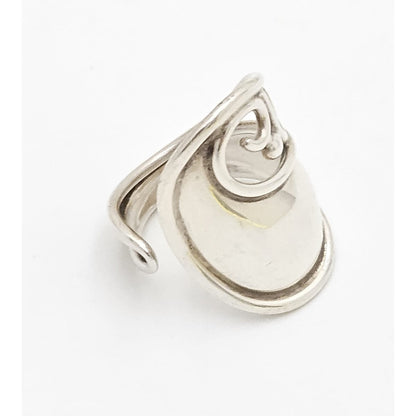 Danish Designer Janina Nielsen Abstract Mod Sterling Silver Cuff Ring C. 1980s, alternate product view 2