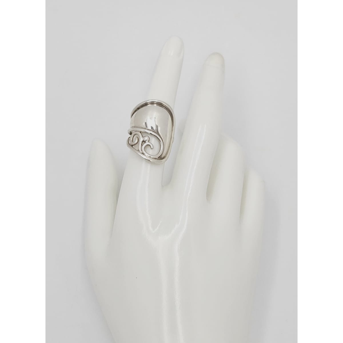 Danish Designer Janina Nielsen Abstract Mod Sterling Silver Cuff Ring C. 1980s, alternate product view 3