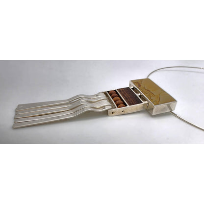 US Designer Keith Harryman Sterling Stone Wood Modernist Pendant Necklace, alternate product view 6