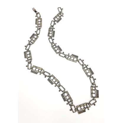 Superb Guy Vidal Abstract Brutalist Links SP Pewter Belt or XL Necklace 60/70s
