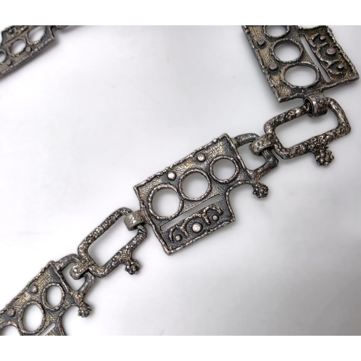 Superb Guy Vidal Abstract Brutalist Links SP Pewter Belt or XL Necklace 60/70s, alternate product view 4