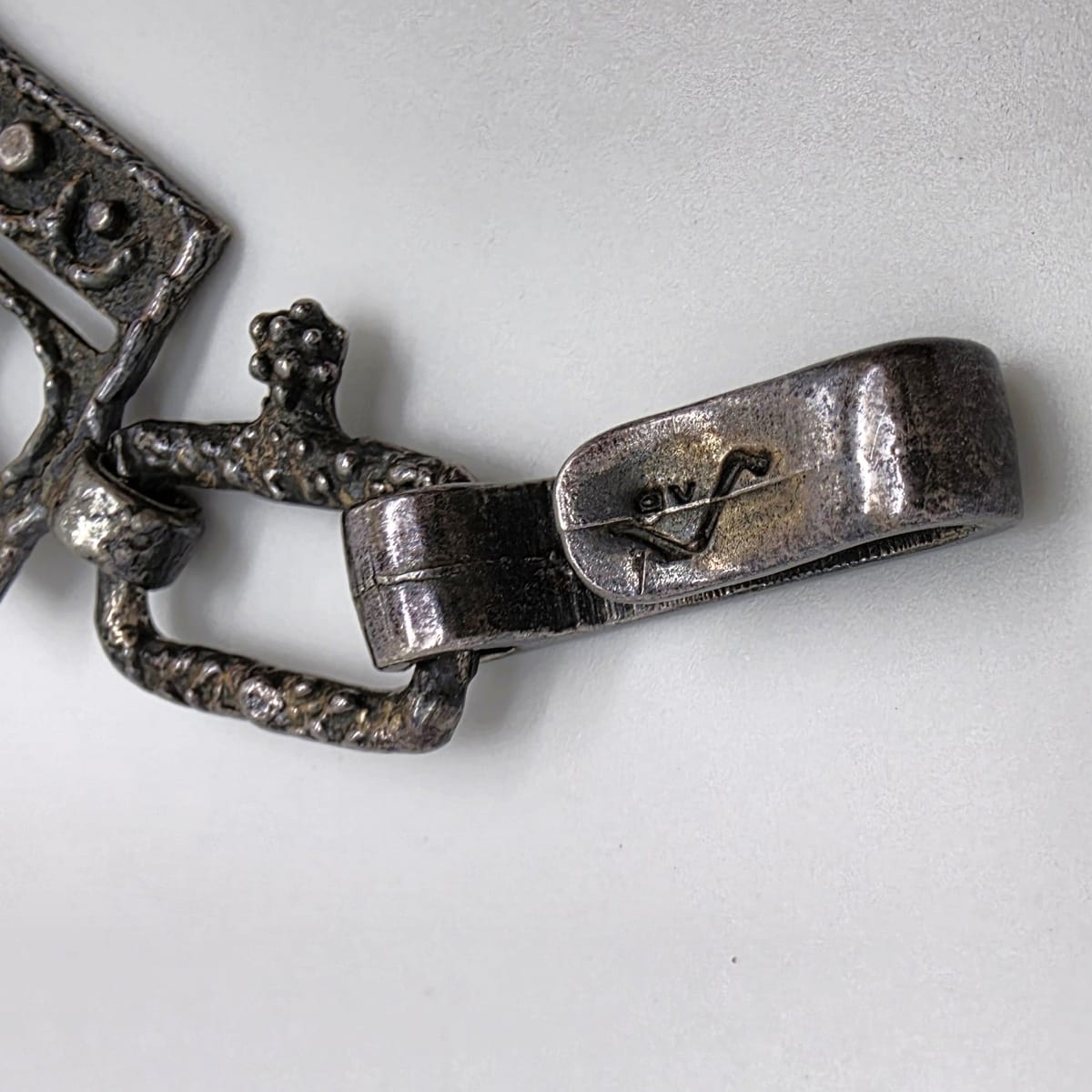 Superb Guy Vidal Abstract Brutalist Links SP Pewter Belt or XL Necklace 60/70s, alternate product view 5