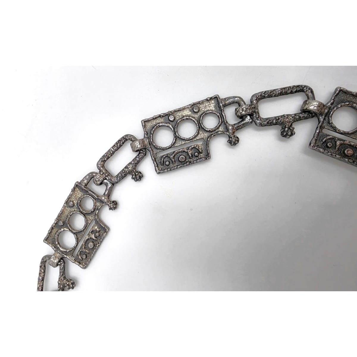 Superb Guy Vidal Abstract Brutalist Links SP Pewter Belt or XL Necklace 60/70s, alternate product view 6