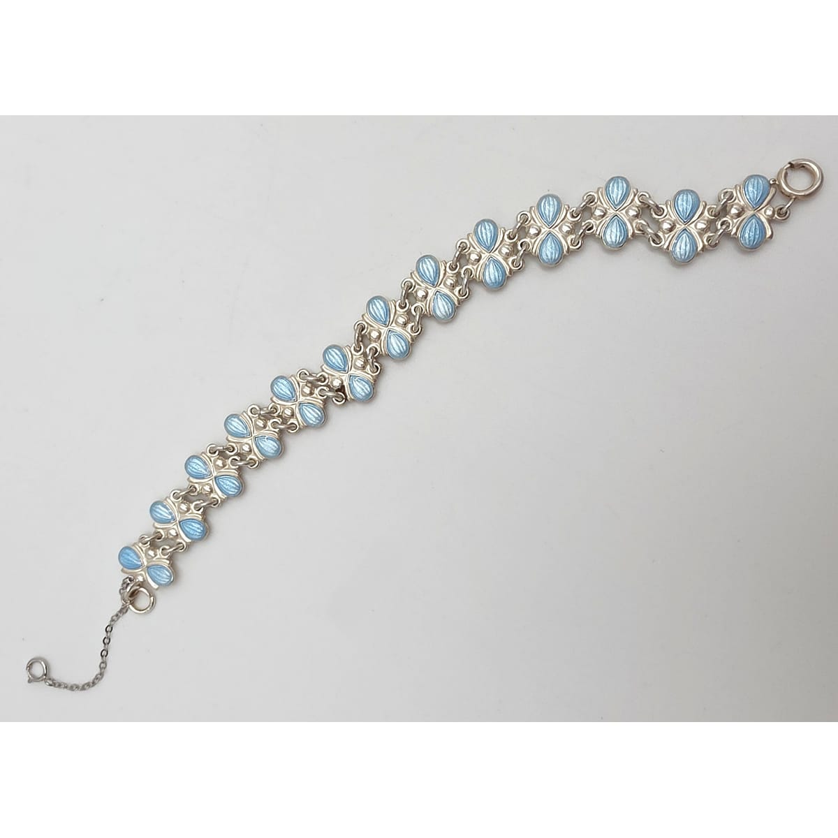 Volmer Bahner Denmark Sterling Lt. Blue Enamel Art Deco Bracelet C. 1940&