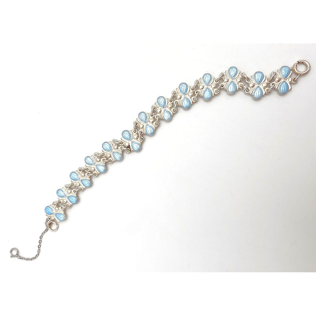 Volmer Bahner Denmark Sterling Lt. Blue Enamel Art Deco Bracelet C. 1940&