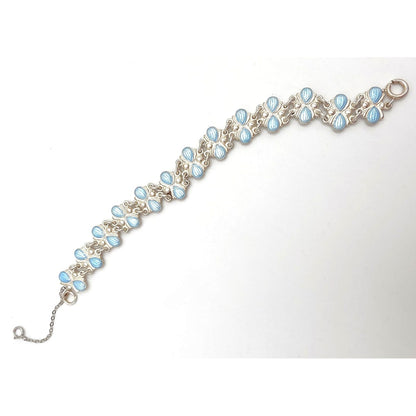 Volmer Bahner Denmark Sterling Lt. Blue Enamel Art Deco Bracelet C. 1940&