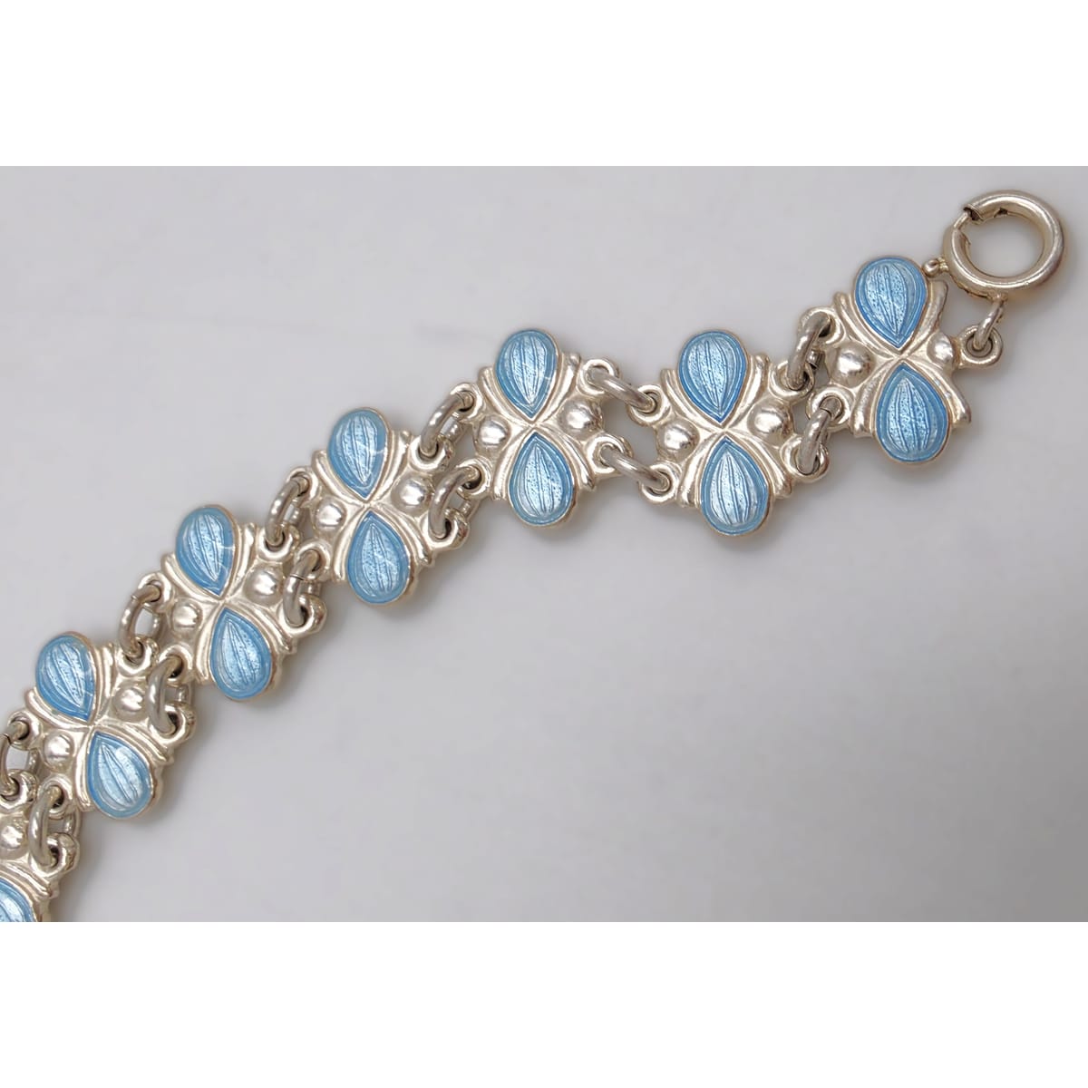 Volmer Bahner Denmark Sterling Lt. Blue Enamel Art Deco Bracelet C. 1940&