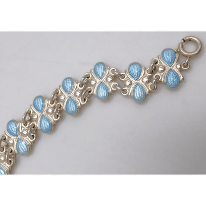 Volmer Bahner Denmark Sterling Lt. Blue Enamel Art Deco Bracelet C. 1940&