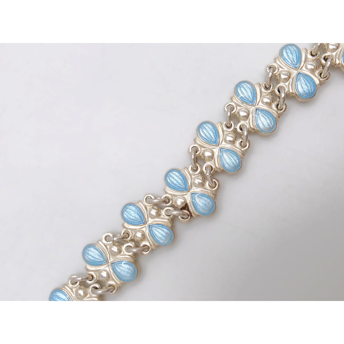 Volmer Bahner Denmark Sterling Lt. Blue Enamel Art Deco Bracelet C. 1940&