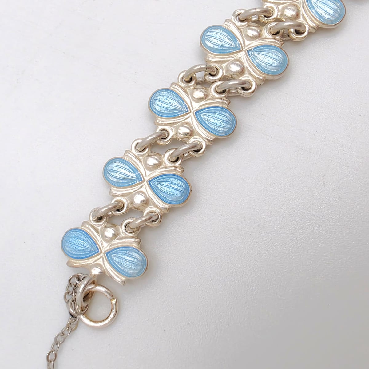Volmer Bahner Denmark Sterling Lt. Blue Enamel Art Deco Bracelet C. 1940&