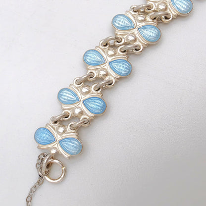 Volmer Bahner Denmark Sterling Lt. Blue Enamel Art Deco Bracelet C. 1940&