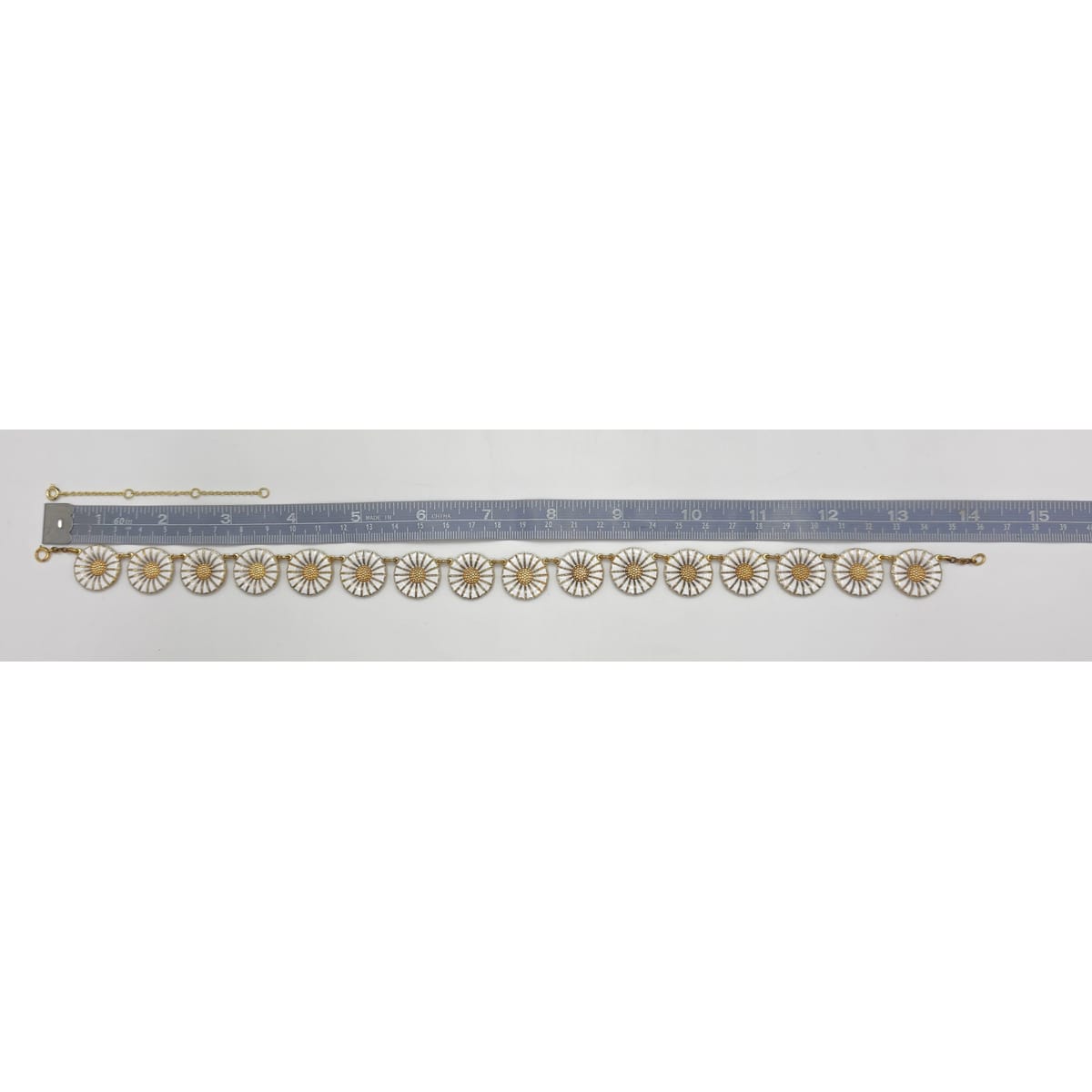 Anton Michelsen Denmark Sterling Enamel Marguerite Daisy Necklace 1940s, alternate product view 8